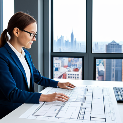 Home 4 Modern Architect at Work**
"A professional female architect, fully clothed in a stylish and modern business casual outfit, working on a digital blueprint at a bright and spacious office desk, large windows overlooking a cityscape, clean architectural details, safe for work, appropriate content, perfect anatomy, correct proportions, natural pose, well-formed hands, proper finger count, professional, modest, family-friendly, high resolution."
**
