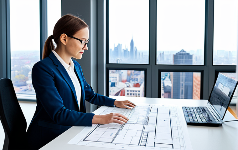 Modern Architect at Work**
"A professional female architect, fully clothed in a stylish and modern business casual outfit, working on a digital blueprint at a bright and spacious office desk, large windows overlooking a cityscape, clean architectural details, safe for work, appropriate content, perfect anatomy, correct proportions, natural pose, well-formed hands, proper finger count, professional, modest, family-friendly, high resolution."
**