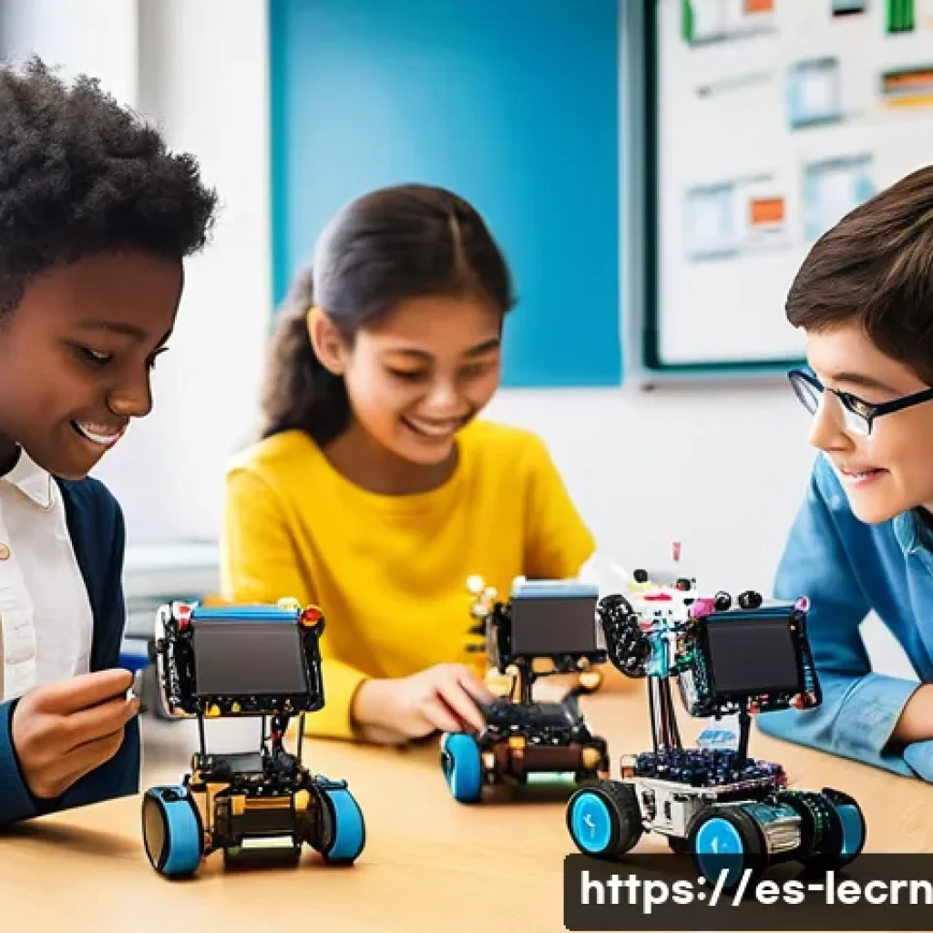 학생 중심의 실험적 학습 접근법 - **Prompt 1: Collaborative Robotics Workshop**
"A vibrant and modern classroom transformed into a...
