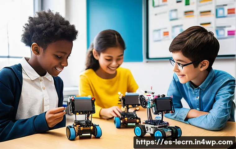 학생 중심의 실험적 학습 접근법 - **Prompt 1: Collaborative Robotics Workshop**
"A vibrant and modern classroom transformed into a...